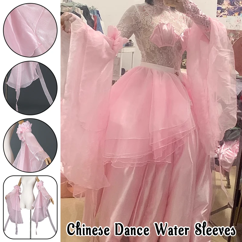 1pair Double-layer Ancient Style Princess Water Sleeve Dance Costume One-piece All-match Sleeve Training Hanfu Elegant Lace-up