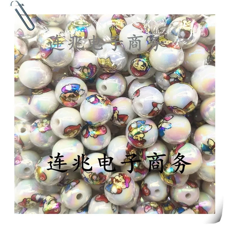 5 Stuks Cartoon Anime Acryl Kralen Witte Achtergrond Gedrukt Kralen Voor Diy Sieraden Maken Armbanden Materialen