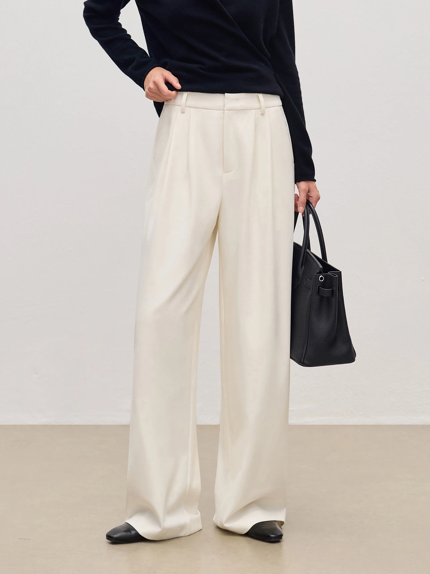 

J Высококачественные широкие брюки из шерсти, женские повседневные брюки прямого кроя, удобные осенние модные женские брюки