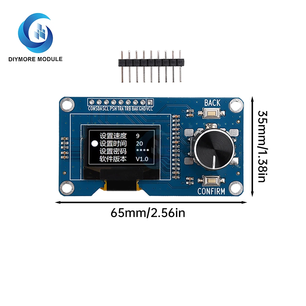 Layar OLED 0.96/1.3 inci EC11 modul encoder putar antarmuka IIC