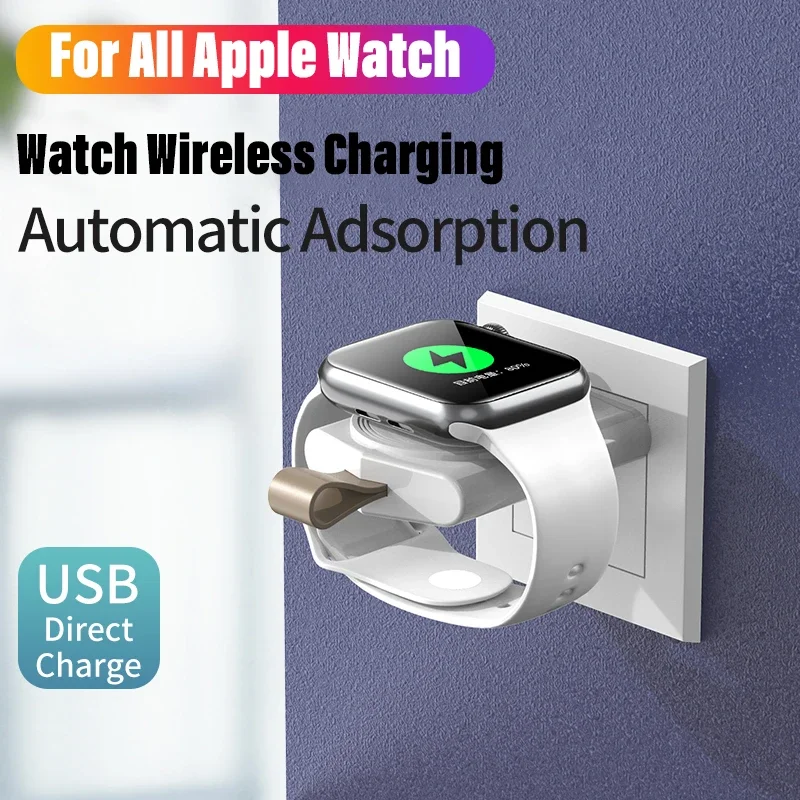 2024 New Portable Wireless Charger Watch For Apple Watch 8 7 6 5 SE 4 3 Ultra Emergency Type C USB A Watch Fast Charging Station