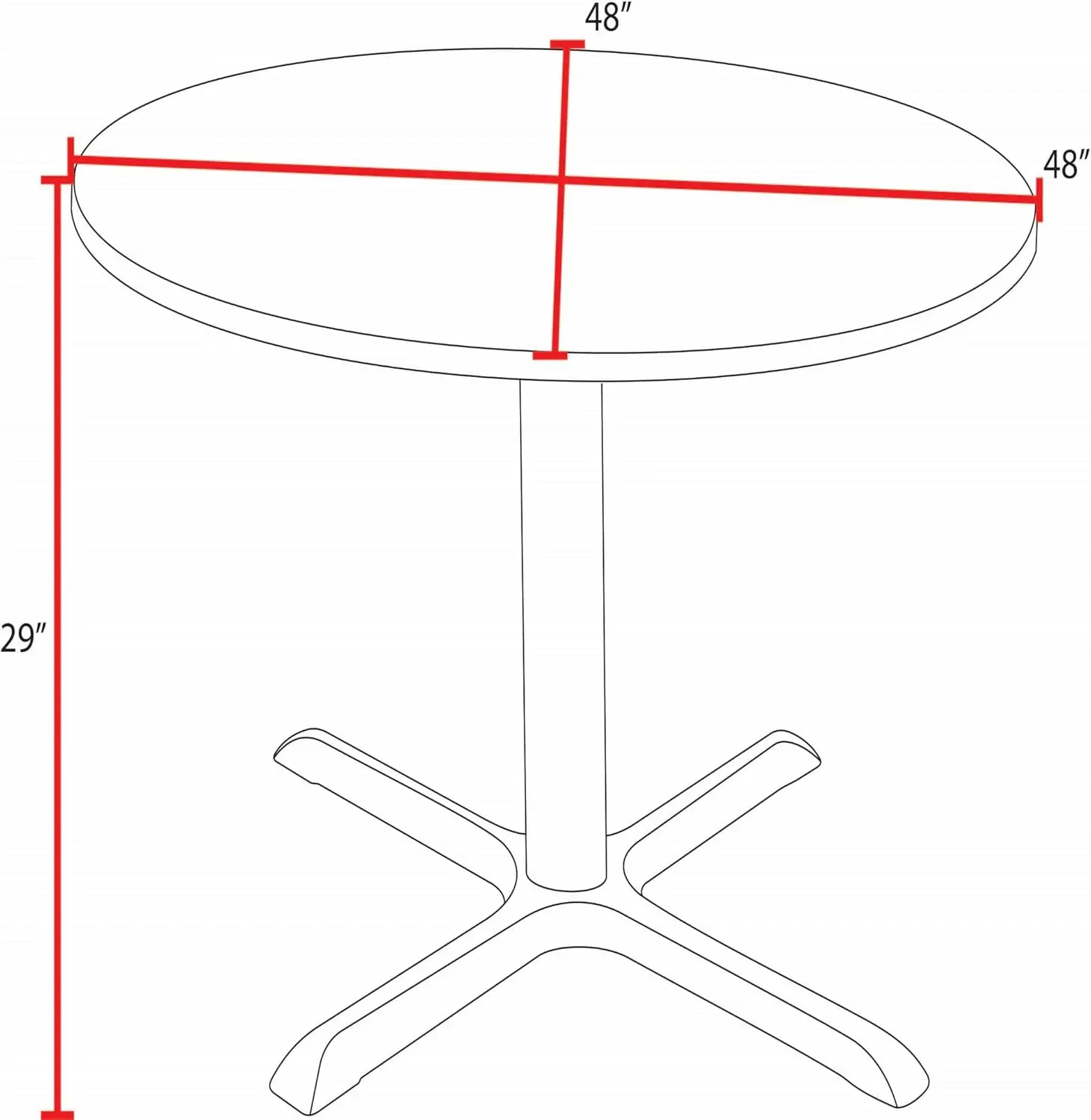 Cain Round Breakroom Table, 48"" X 48"", White Top, Black Base