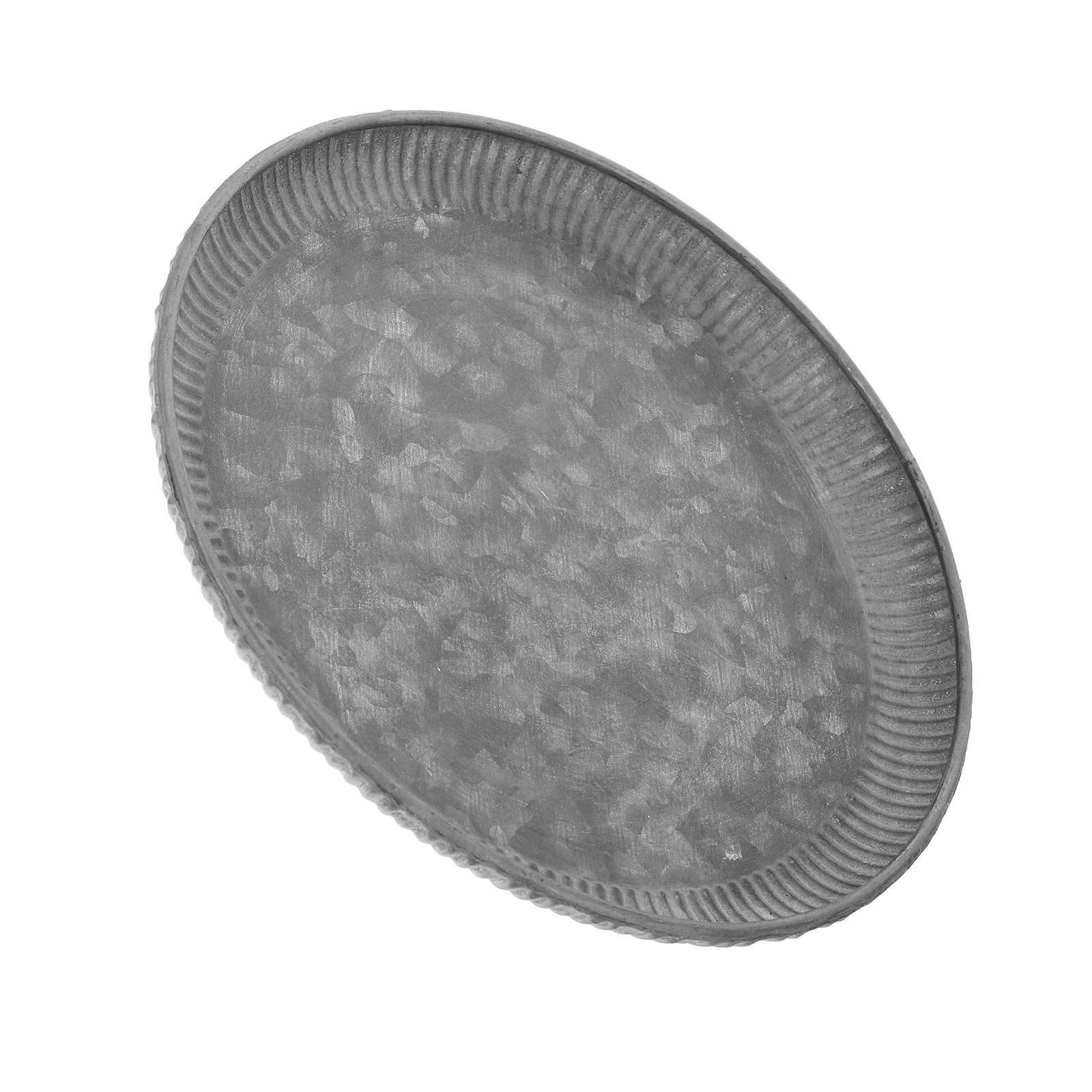 

Round Galvanized Metal Decorative Tray with Waved Edge Versatile Desktop Tray for Home Office Living Room Decor