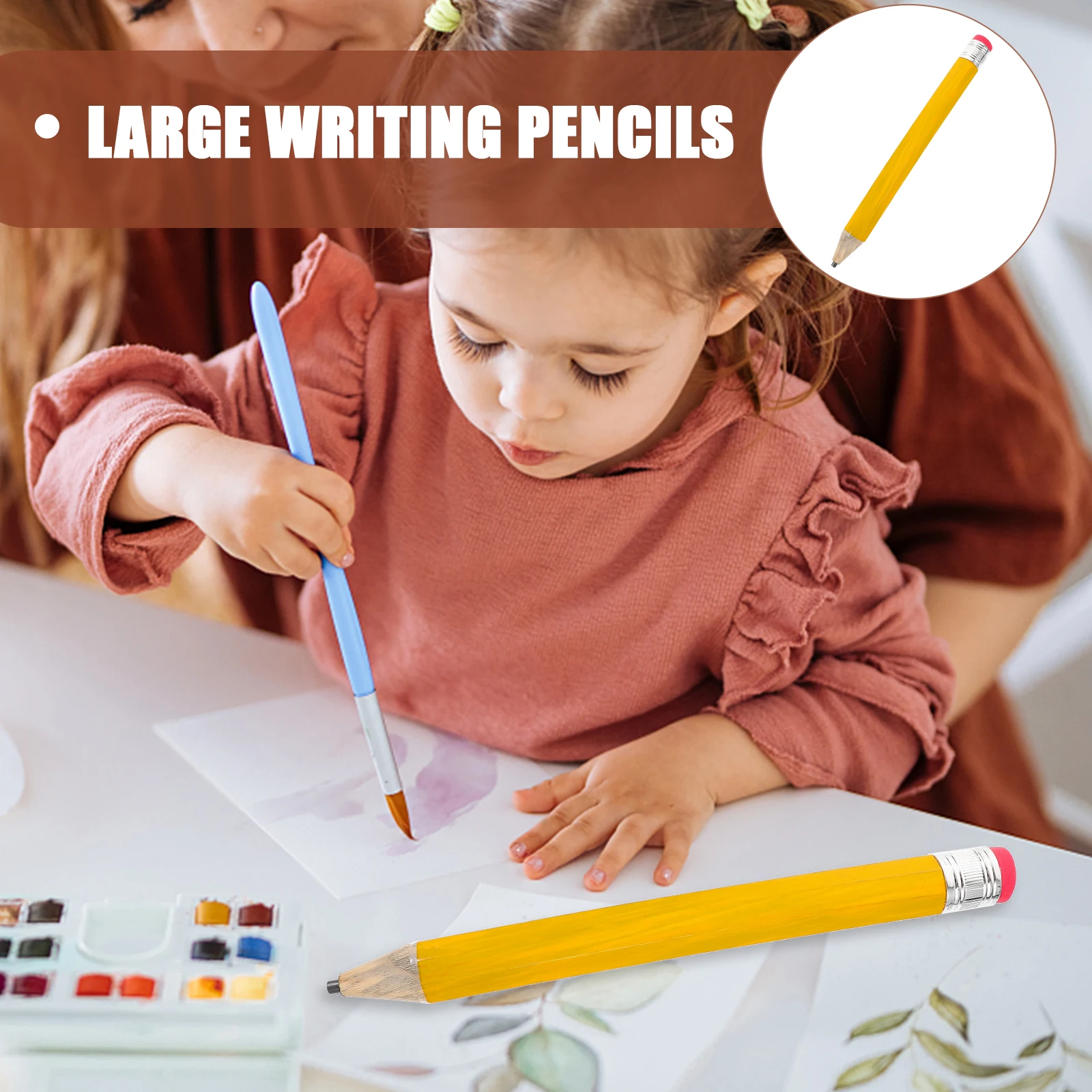 

Large Wooden Pencil Yellow School Supplies Student Party Favors Portable Fun Drawing Cartoon Stationery Giant Writing Tool
