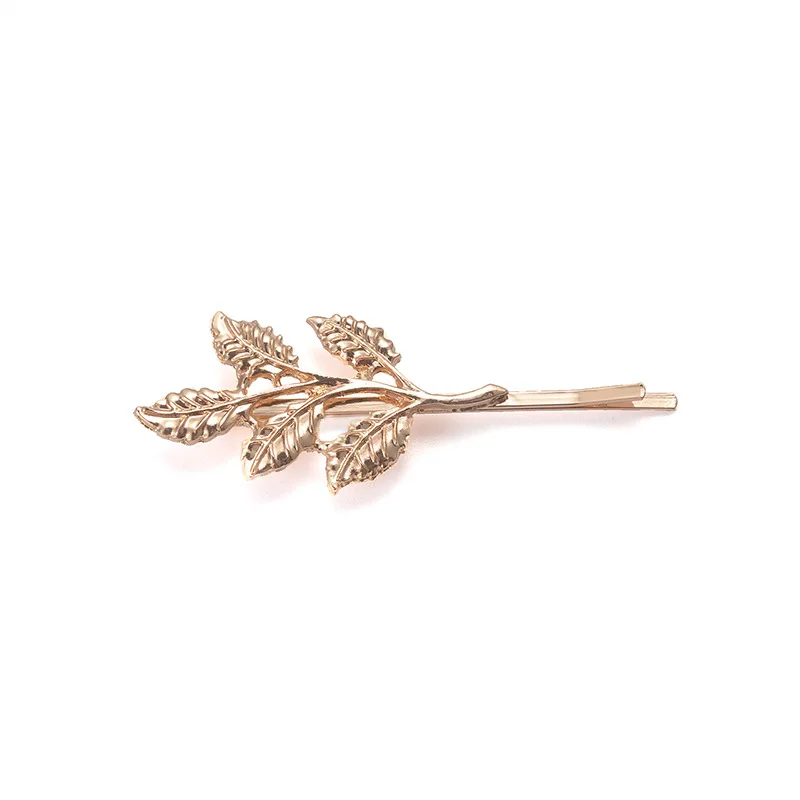 Woman Bride Metal Leaf Hair Clips for Women Pearl Hairpins Beauty Olive Branch Golden Barrettes Korean Hair Styling Accessories