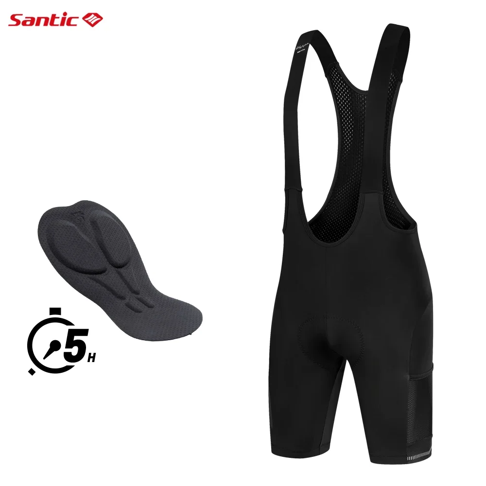 Santic Herren-Rad-Trägerhose mit Taschen, 4D-gepolstert, atmungsaktiv, Radfahren, MTB, Rennrad, Trägerhose, WM24C05176