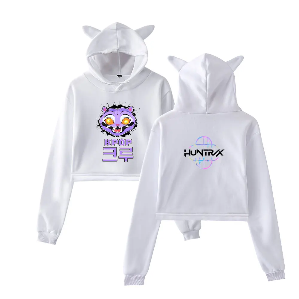 KPop Demon Hunters 2025 Merch Hoodies Sweatshirt for Girls Cat Ear Crop Pullover Casual Clothes