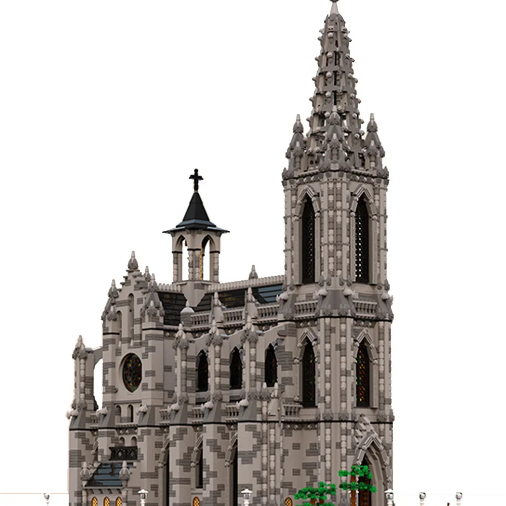 Moc-29962 Modular Cathedral Church Building Blocks Set Retro Architecture Collection Model DIY House Brick Toy For Children Gift