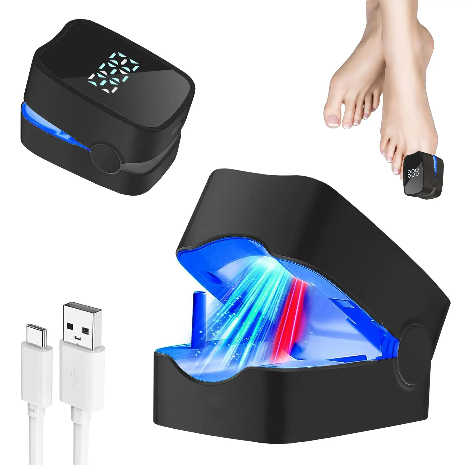

Nail Fungus Treatment Device 950nm Infrared Light 470nm Blue Light for Damaged Discolored Thick Toe Nails Toenail Fungus Remover