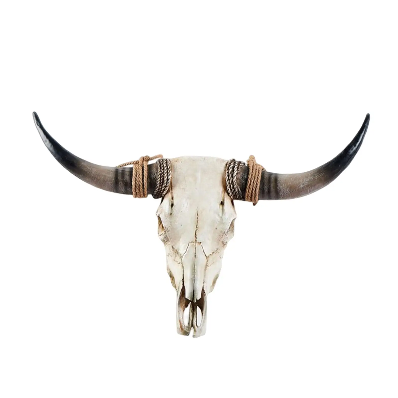 Rustic Animals Heads Wall Decor Cow Resin Statues Art Hanging Long Horn Cow Skull Wall Sculpture for Gallery Fireplace Cabinet