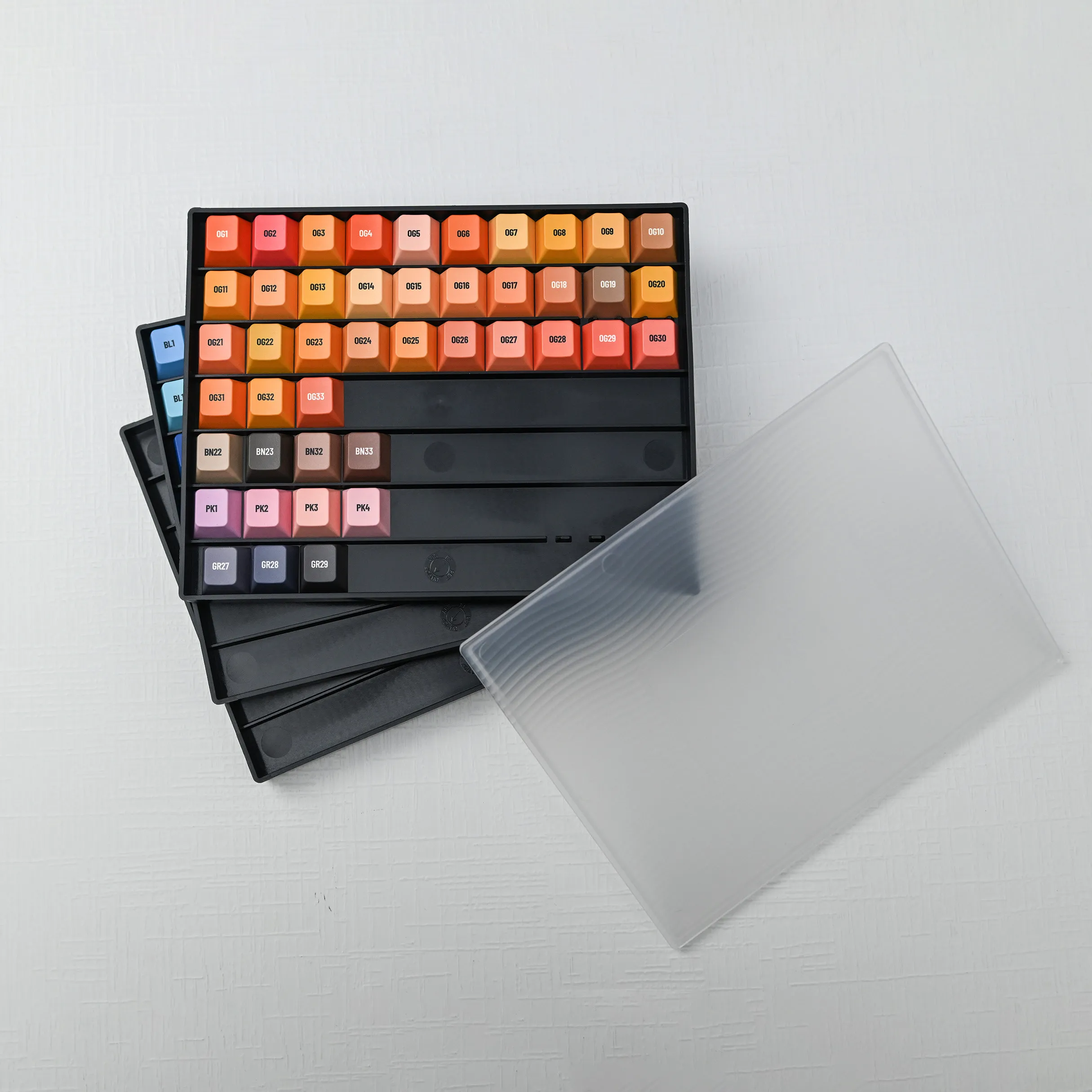 Keycap Storage Case Custom Three Layers Stacked Show Storage Box PP Frosted PBT Hard Semi Transparent Cover Desktop Decoration