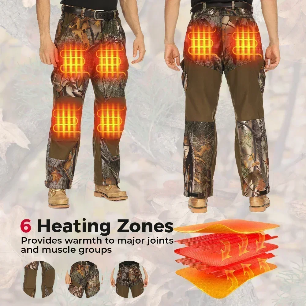 KEMIMOTO Heated Pants Men Camouflage Hunting Trousers 20000mAh Battery Waterproof Silent Surface for UTV ATV Outdoor Equipment