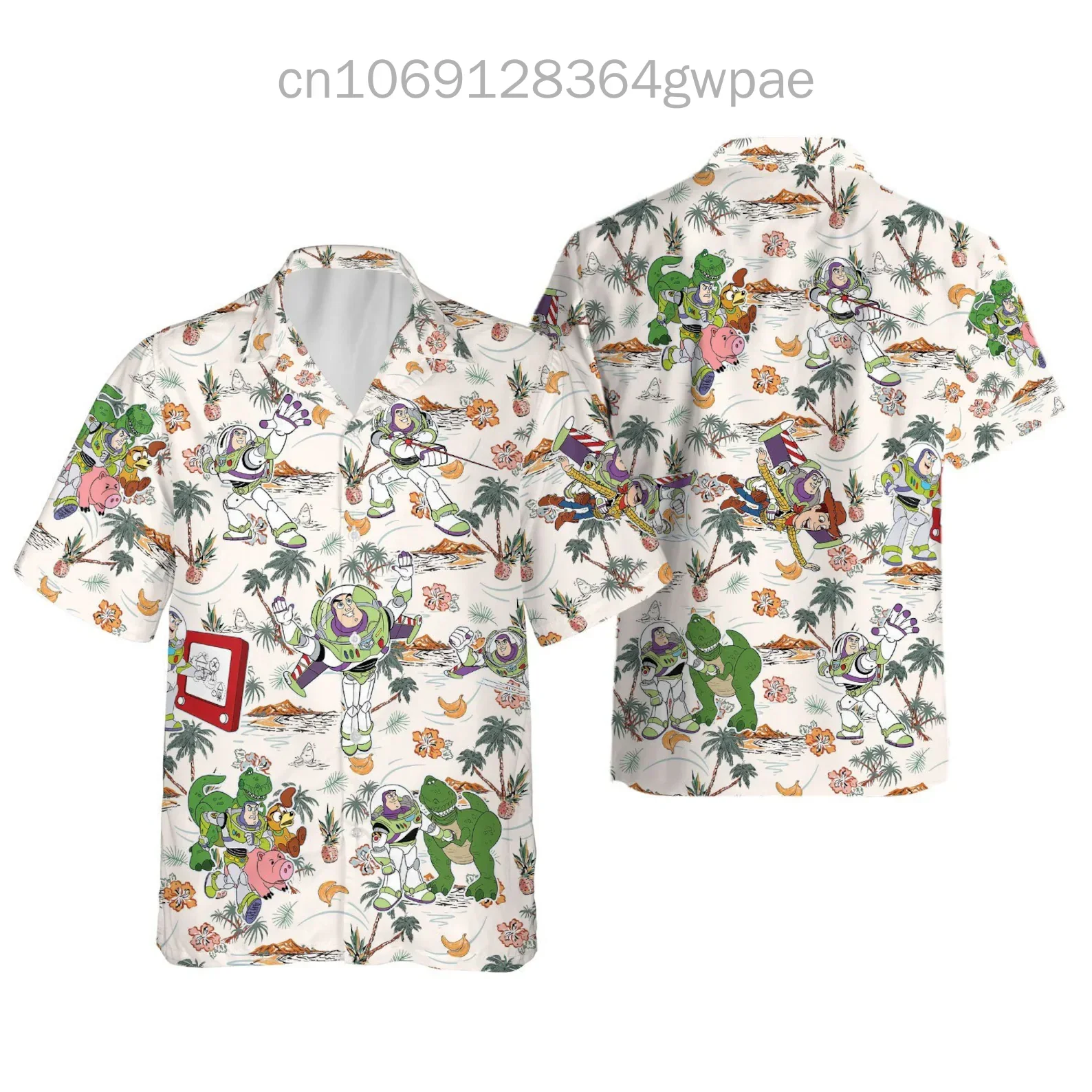 

Buzz Lightyear Hawaiian Shirts Men's Women's Summer Short Sleeve Shirts Disney Toy Story Casual Beach Vacation Hawaiian Shirts