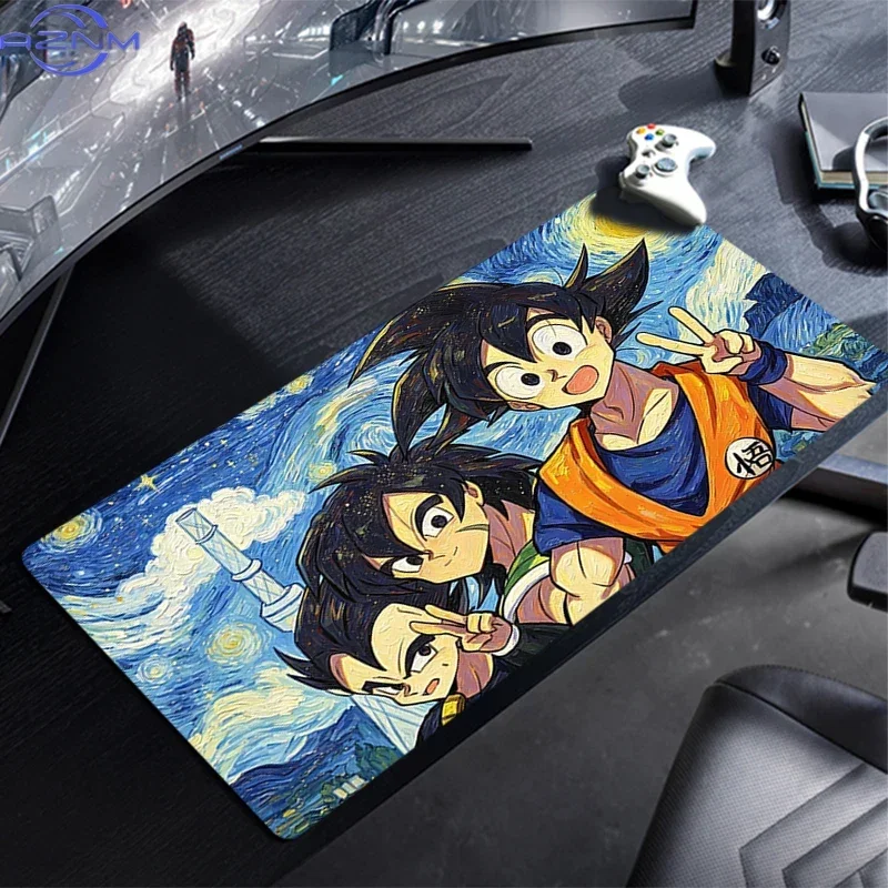 Starry Night Oil Painting Art Cute Anime Warriors Print Mouse Pad, Rubber Non Slip Backing, Smooth Surface Gaming Desk Mat for P