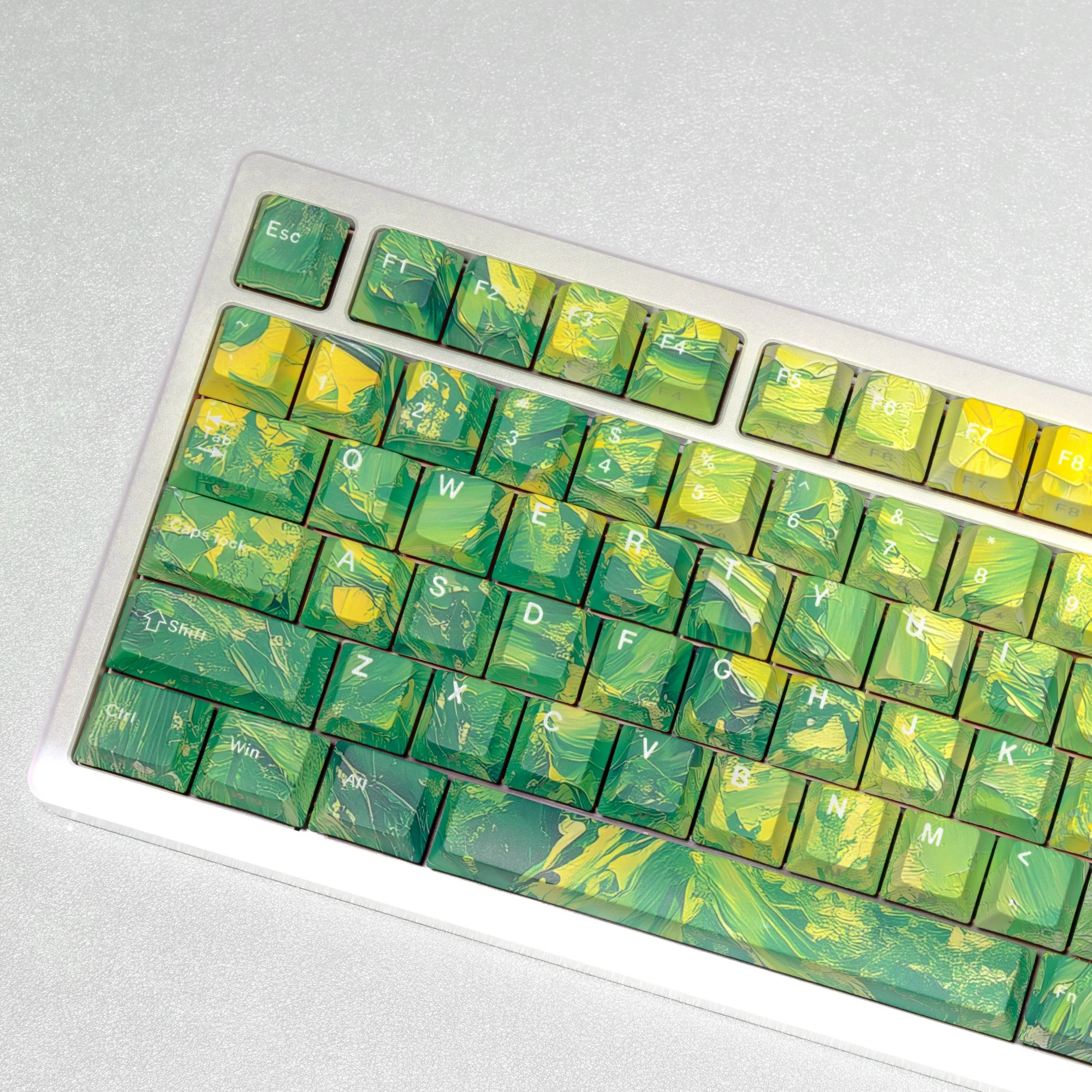 PBT Cherry Keycaps Oil Painting Multicolor ISO German French Spanish Korean Keycap Custom For Gaming Mechanical Keyboard Hi98