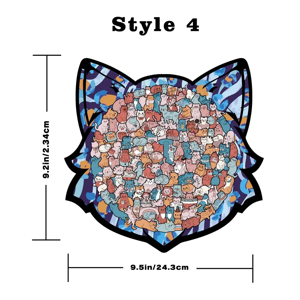 

135-piece Morandi-colored Cat-shaped Puzzle with Cat Silhouette Frame Cat Puzzle Ornaments Cat Wooden Jigsaw Puzzle