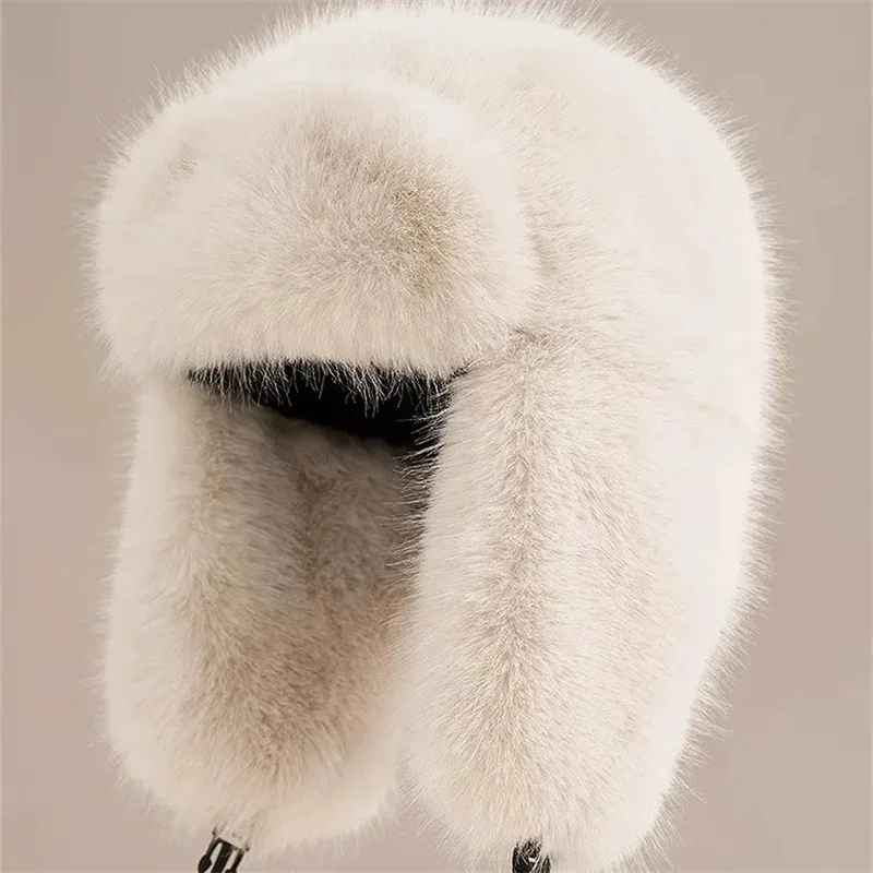 

Unisex Thickened Fleece-Lined Women Motorcycle Helmet Ear Protection Russian Trapper Cap Windproof Warm Winter Lei Feng Hat