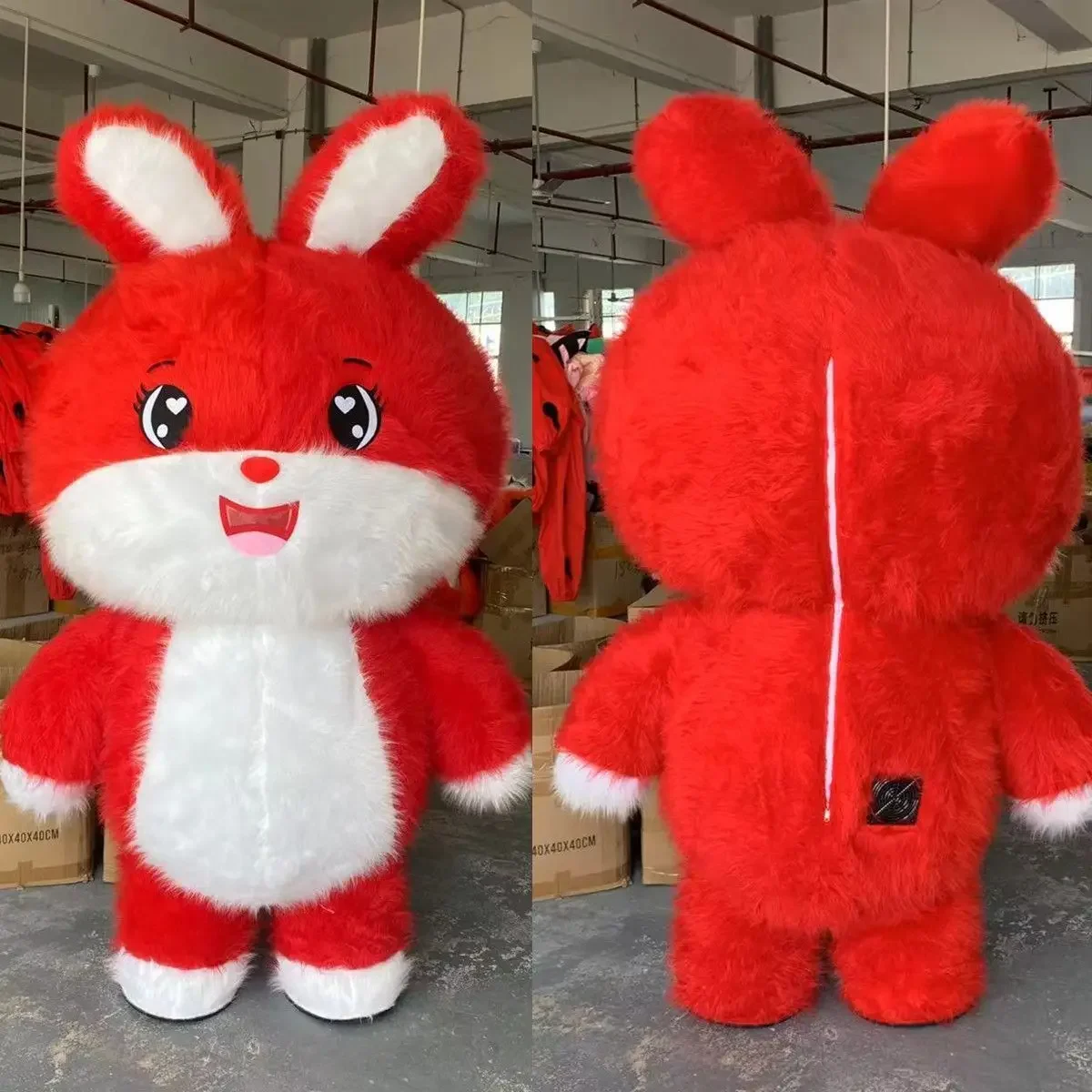 

Pink Rabbit Mascot Costume Inflatable Plush 2m/2.6m Adult Walking Doll Carnival Fancy Party Accessory No Battery