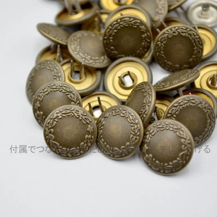 20 Pieces Double-pin Four-in-one Buckle Japanese YKK Bronze Laurel One-star Version Bronze Retro Snap Buckle Jacket Buckle