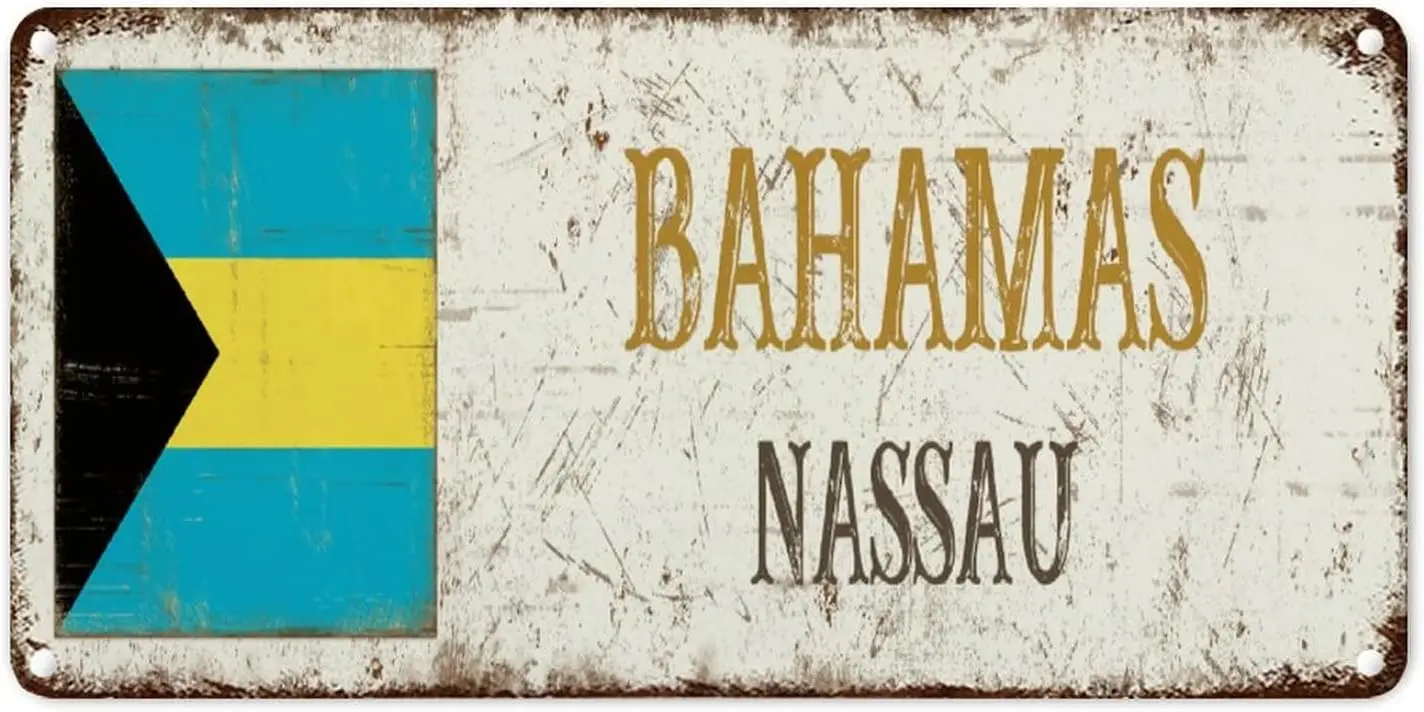 Bahamas City Wall Decor Metal Sign Bahamas Country Flag Vintage Home Decorative Signs Travel Gift Souvenir Men Cave Signs for La