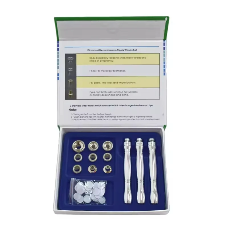 Dispositivos dermoabrasão diamante acessório 9 dicas 3 varinhas para peeling da pele facial removedor cravo cuidados com o rosto beleza