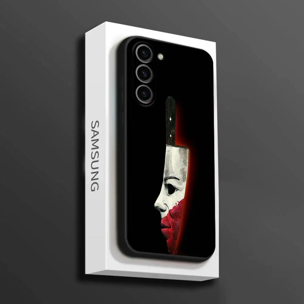 Casing Ponsel Halloween M-Michael Myers untuk Samsung Galaxy A 73,72,51,53,52,71,22,5G,Note,J7,8,9 Sampul Hitam Lembut