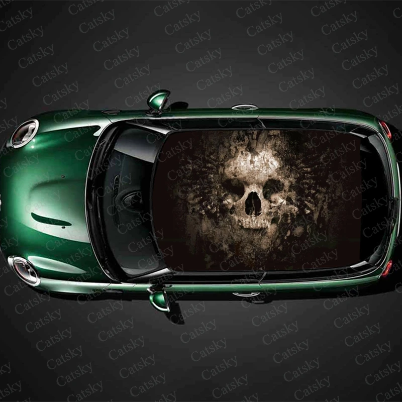 

Death skulls Cool Car Roof Sticker Wrap Racing SUV Accessories Packaging Painted PVC Custom Car Hood Graphic Decal Decoration