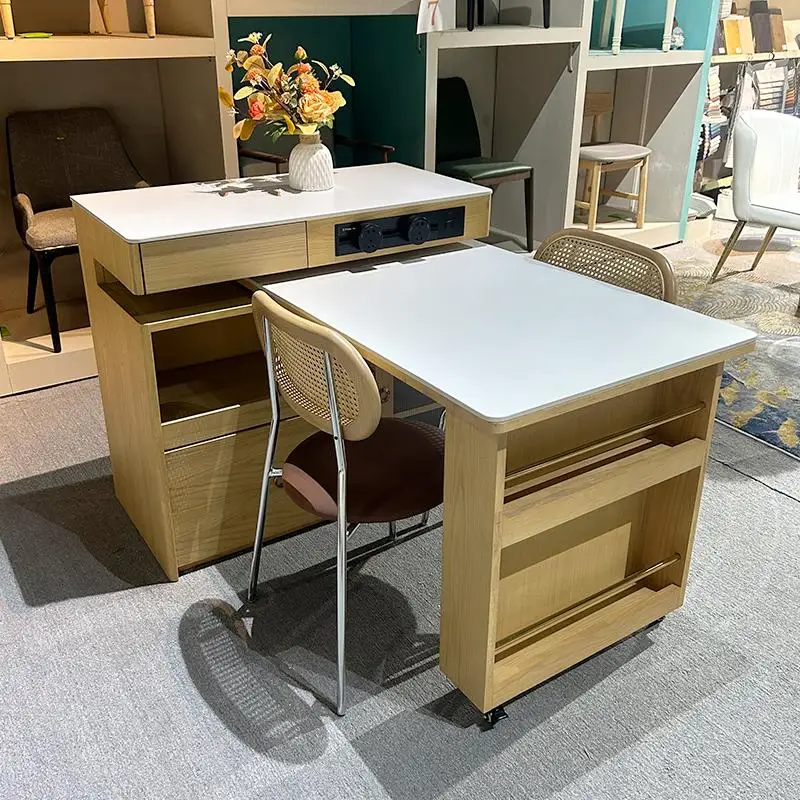 Modern Design Solid Wood Integrated Extendable Sideboard Multi-Function Rotatable Bar Table for Small Household Dining Tables