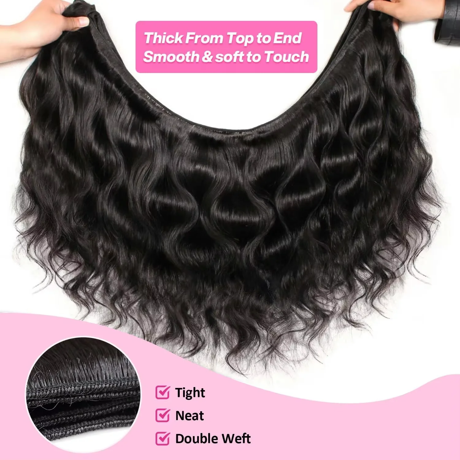 32 32 34 36 38 40 Inch Body Wave Bundle Human Hair Brazilian Hair Natural Black Water Wavy Weave 3/4 Pcs Bundles Extensions For Women Brazilian Remy Unprocessed Human Hair Wavy Double Drawn Bundles Weave Extensions