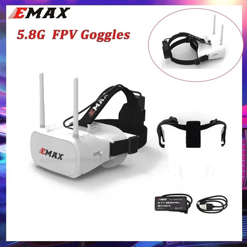 EMAX 5.8G 48CH FPV  Goggles Tinyhawk Diversity Goggle 4.3 Inches 480*320 Video Headset With Dual Antennas 4.2V 1800mAh Battery