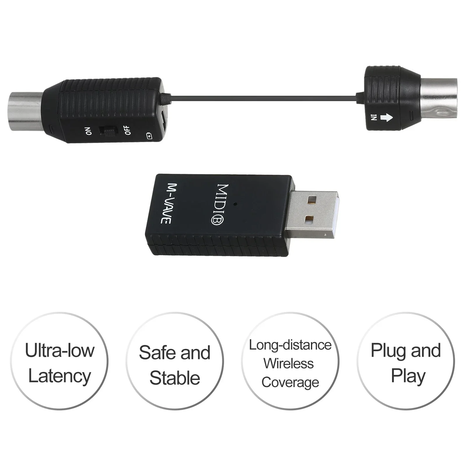 M-VAVE MS1 Wireless Transmission System MIDI System MIDI Mini Wireless Adapter Plug And Play Support For Devices With MIDI