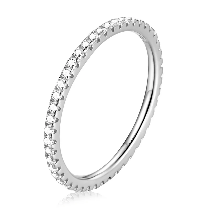 Bamoer Echter modischer Regenbogen-Ring für Frauen, schöner Zirkon, 925er Sterlingsilber, Farbring, feiner Hochzeitsschmuck, GAR168
