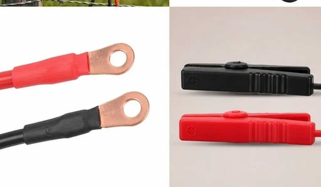 2Pcs Electric Fence Jump Lead Cables Crocodile Clips Works with Most Fence Chargers Pigs