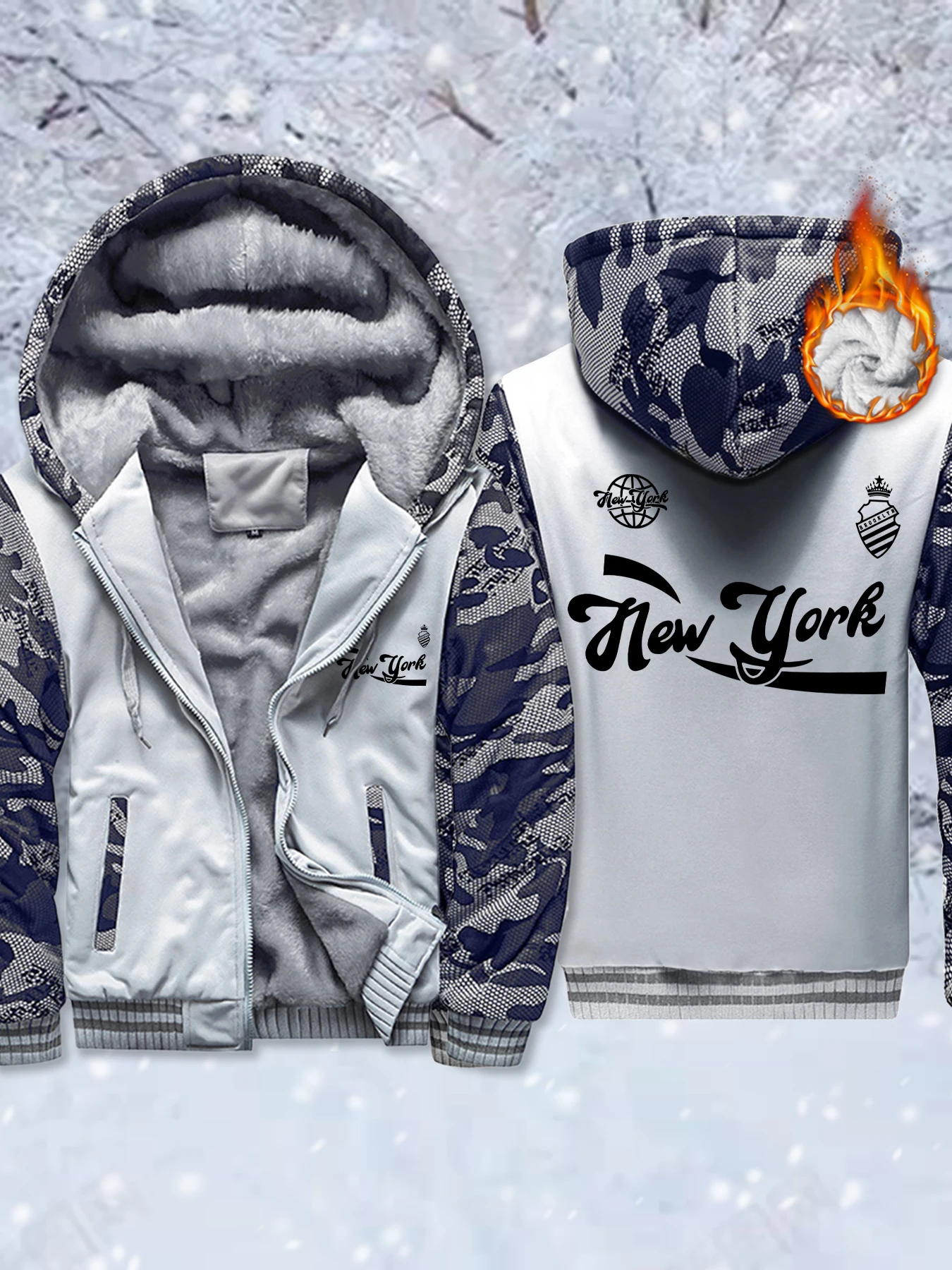 

Нью-Йорк Бруклин привлекательный узор мужские толстовки модная одежда толстый пуловер мягкие теплые куртки на молнии зимнее повседневное пальто