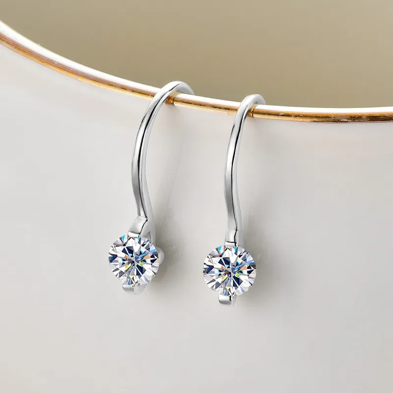 

AINUOSHI Pendientes Plata 925 пробы серебряные серьги-гвоздики 4 мм 0,3 карата серьги с муассанитом для женщин модные свадебные украшения