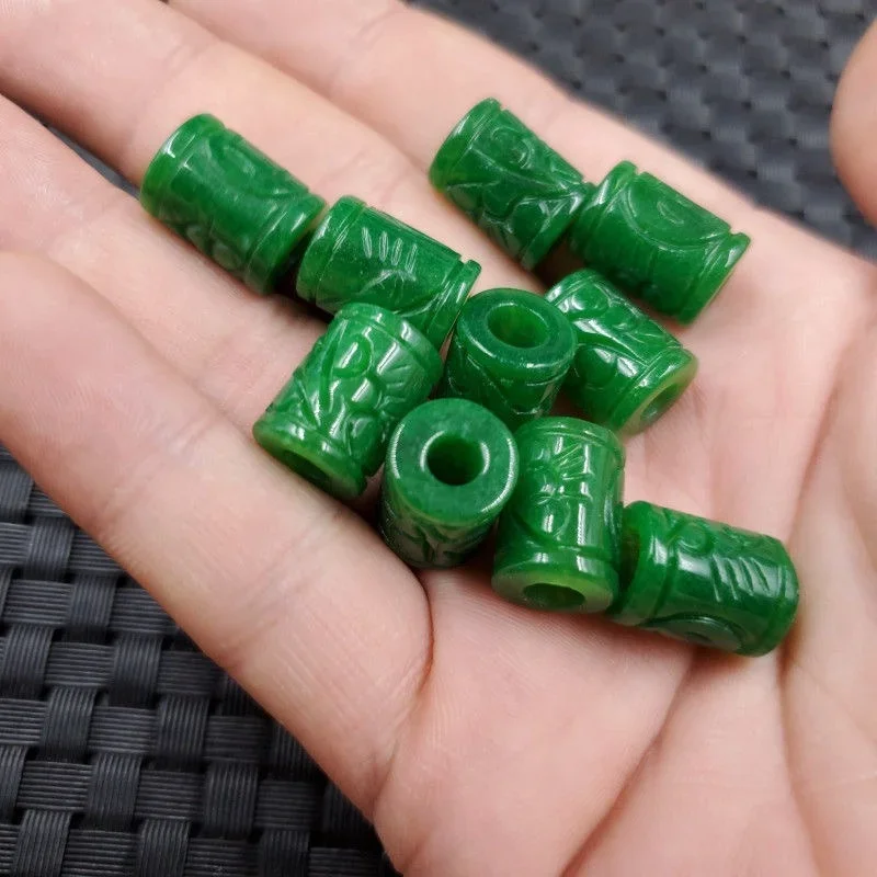 5pc naturalne A zielonego jadeitu pieniądze koraliki DIY bransoletka bransoletka urok jadeit biżuteria akcesoria mody Amulet prezenty dla kobiet mężczyzn — zdjęcie 4