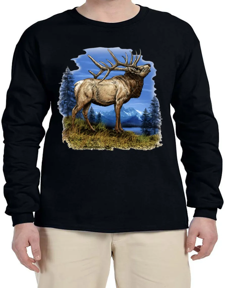 

Nature Inspired Elk Design Long Sleeve Tee for Gift