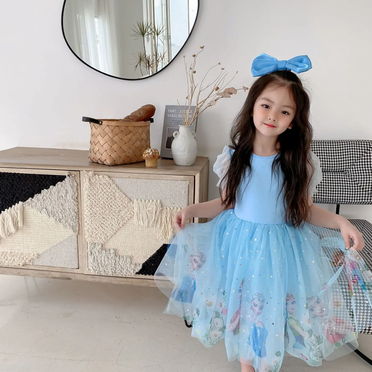 

Baby Girls Dresses Summer Short sleeve Princess Dresses Cartoon Fashion Cute Party Mesh Dresses for Kids Wedding Party Dresses