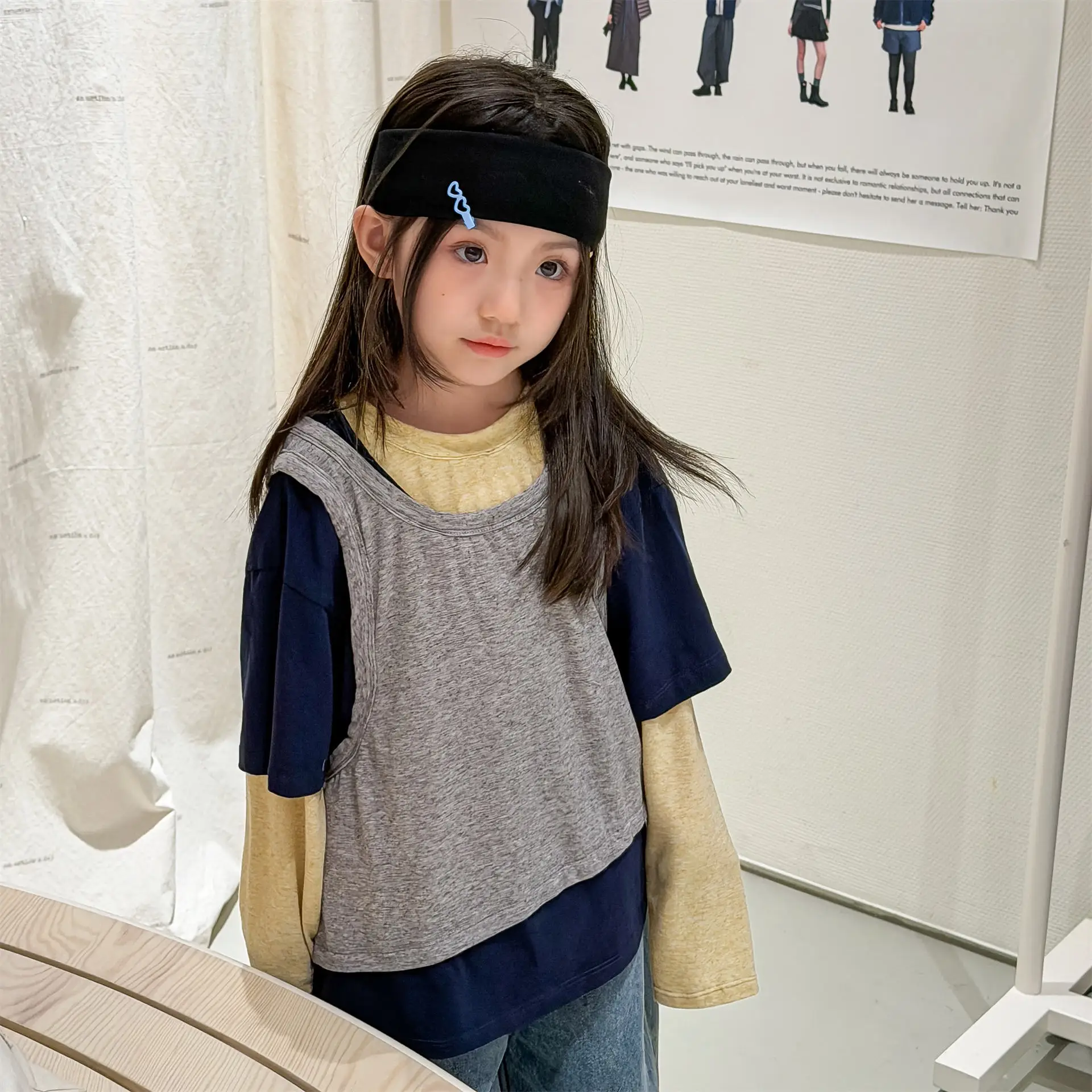 

2026 Spring New Children Long Sleeve T Shirts Cotton Girls Fashion Patchwork Tops Kids Clothes Toddler Casual Sweatshirt