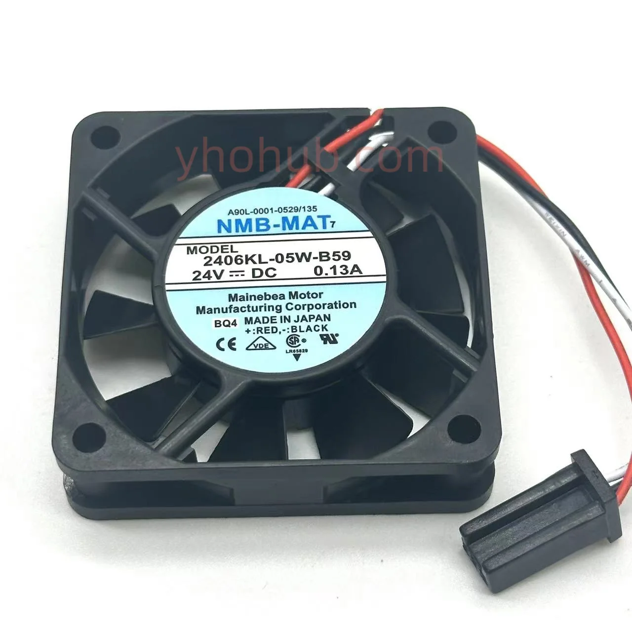 NMB-MAT 2406KL-05W-B59 BQ4 DC 24V 0.13A 60x60x15mm 3-Wire Server Cooling Fan