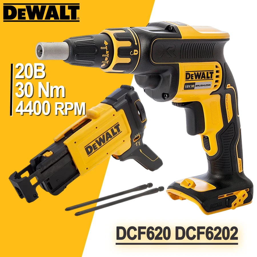 DEWALT 20V Brushless Cordless Drywall Screw Gun With Attachment Brushless 360° Rotation Nail Gun Bare Tool DCF620+DCF6202