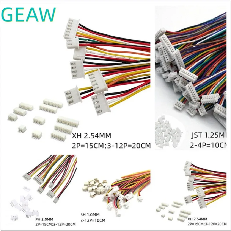 10Sets JST1.25mm PH2.0mm SH1.0 mm ZH1.5mm XH2.54mm Male Female Plug Connector With Wire 2/3/4/5/6/7/8/9/10/12Pin Cable Terminal