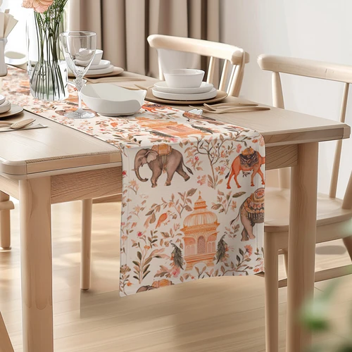 열대 식물 테이블 러너 주방 식탁 장식, 실내, 야외, 가정용 테이블 러너, 세탁 가능한 긴 천