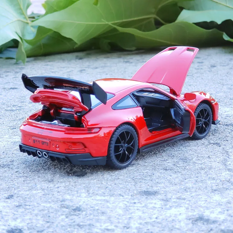 1:32 porsche 911 gt3 supercar liga modelo de carro com puxar para trás som luz crianças presente coleção diecast brinquedo modelo ornamento todos