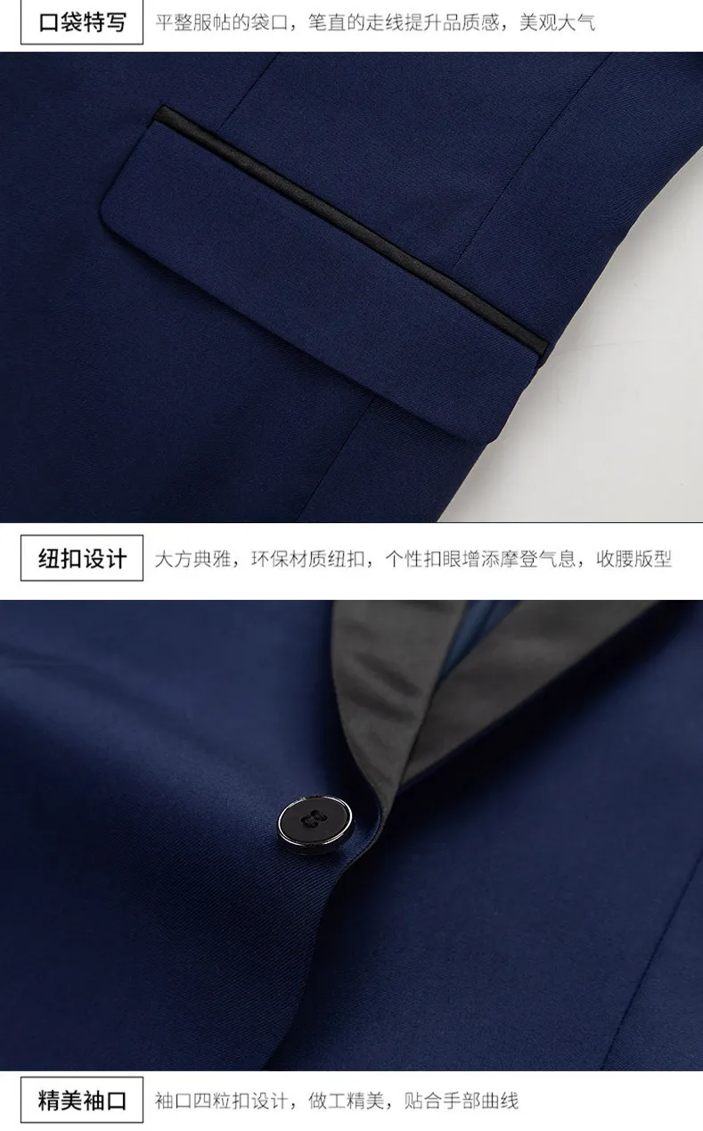 US-Größe Herren Anzug-Set mit Revers und Schwarzem Kragen, 3-teilig: Mantel, Weste, Hose / Business-Bräutigam-Hochzeitsanzug, Formeller Blazer, Hose, Weste – Detail 10