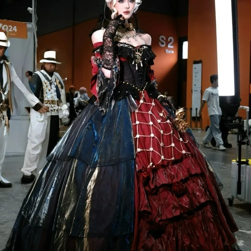 

Identity Ⅴ Mary Cosplay Costume Bloody Queen Long Red Elegant Dress with Crown Set Anime Expo Halloween Party Outfit Women