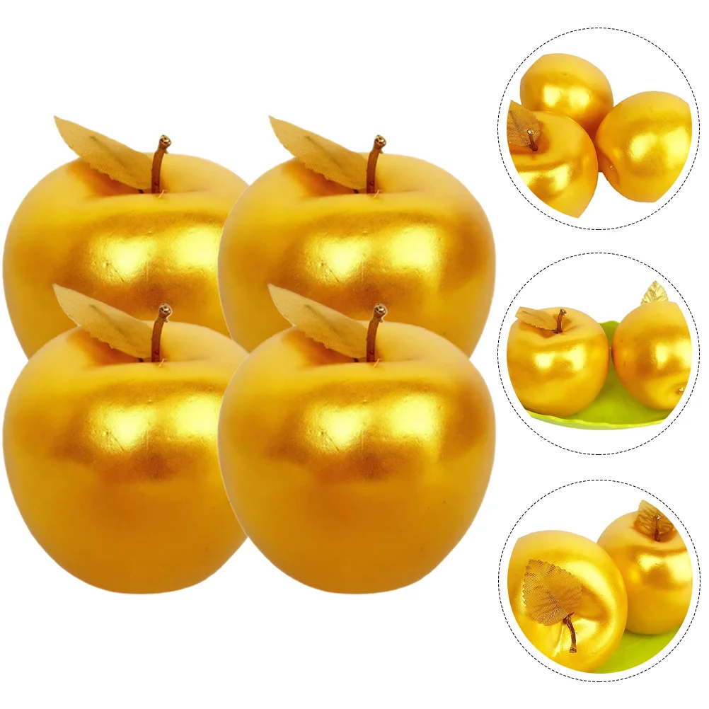 4 Pcs Simulated Golden Cookie Molds Emulated Fruit Model Artificial Apples Foam Decor Simulation Models