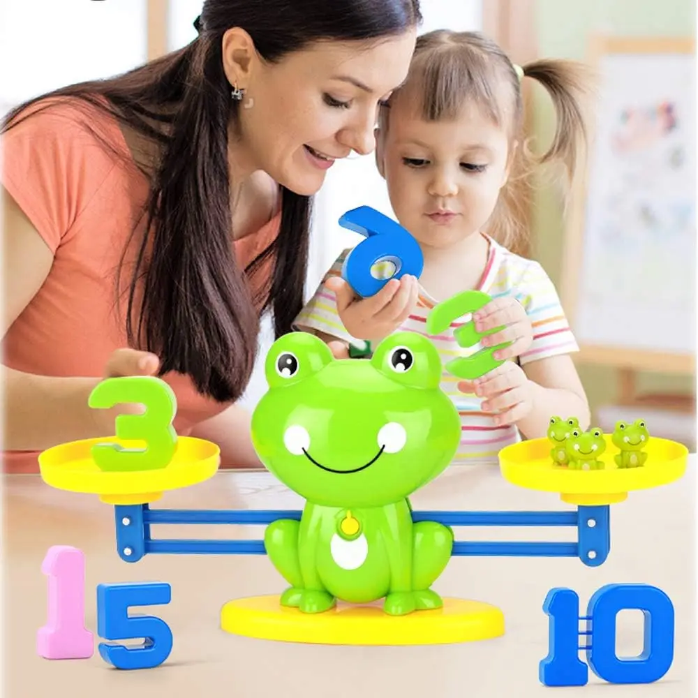 Juego de matemáticas de equilibrio para niños, juguetes de conteo Montessori STEM con tarjeta de rana, habilidades de aprendizaje de equilibrio, juegos de matemáticas preescolares para niños