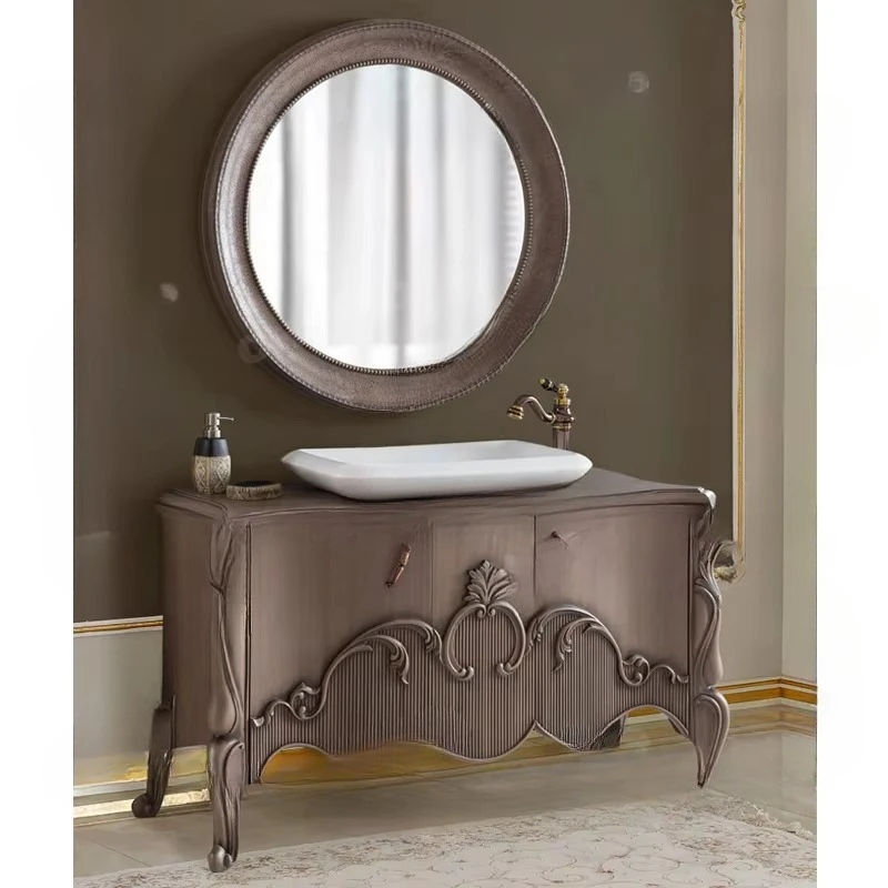 European Wooden Bathroom Furniture Set Bathroom Vanity Includes Ceramic Sink Bathroom Cabinet