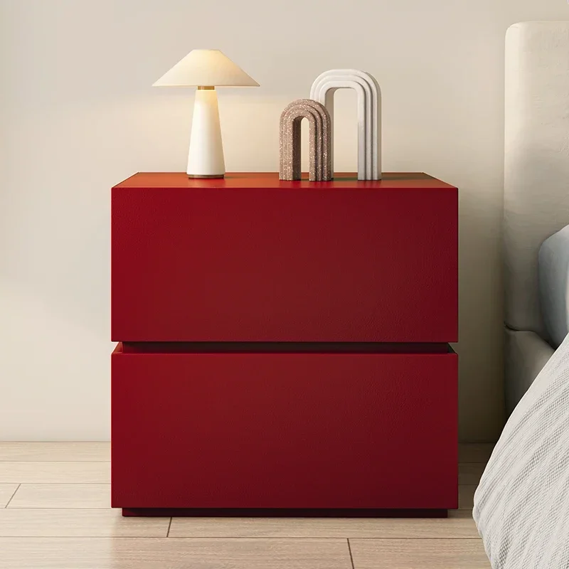 Red Bedroom Nightstand Modern Nordic Wooden Storage Nightstand Minimalist Drawer  Unique Mesitas De Noche Home Furniture